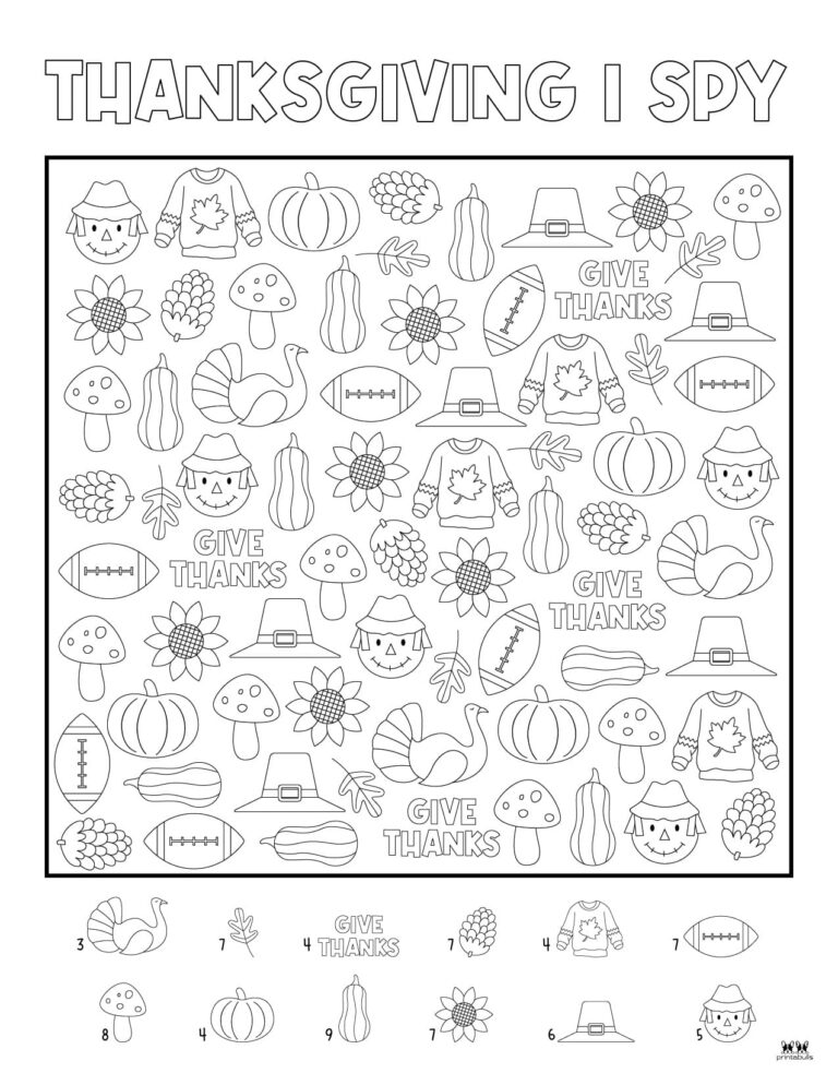 Thanksgiving I Spy Printables - 8 FREE Pages | Printabulls