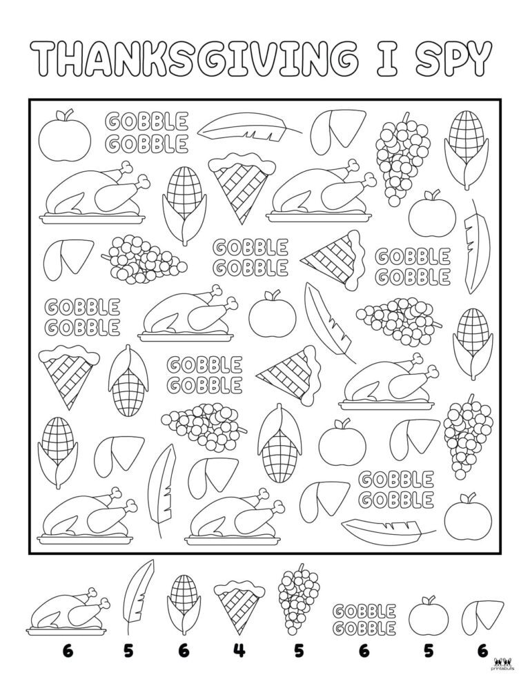 Thanksgiving I Spy Printables - 8 FREE Pages | Printabulls