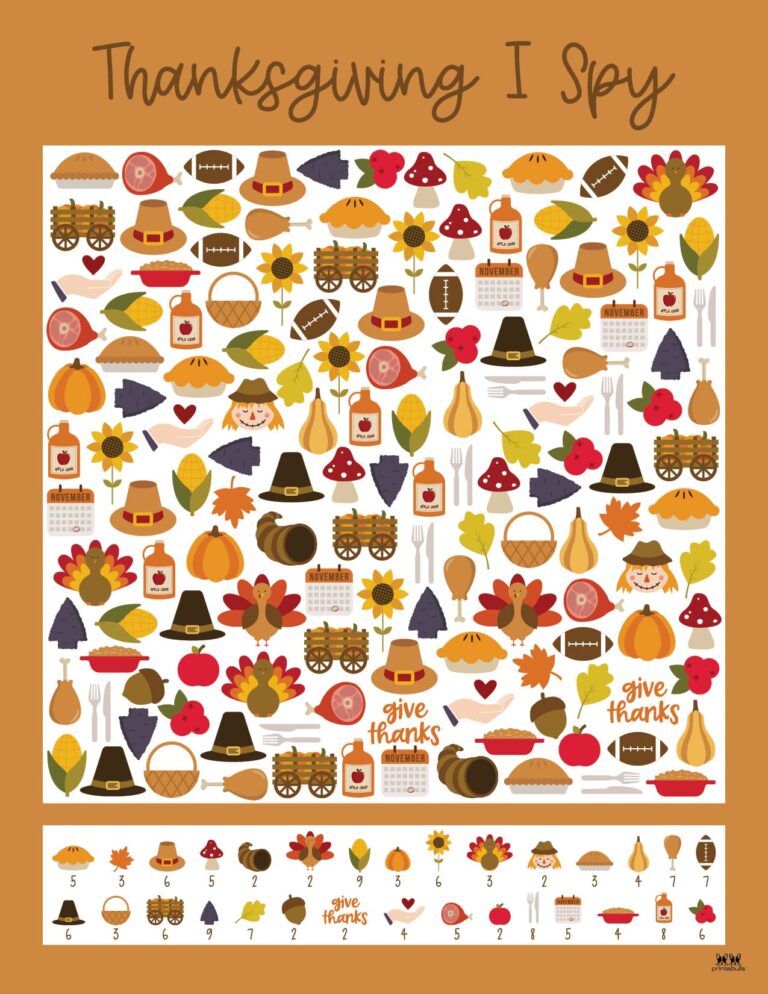 Thanksgiving I Spy Printables - 8 FREE Pages | Printabulls