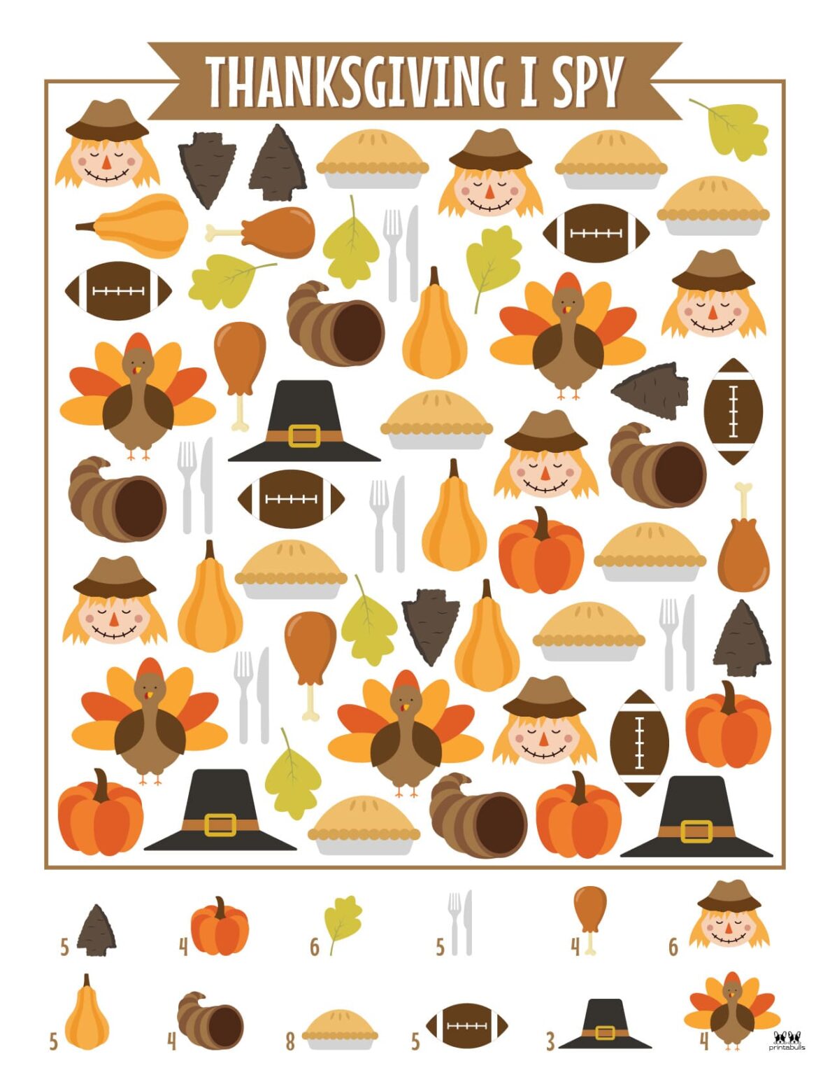 Thanksgiving I Spy Printables - 8 FREE Pages | Printabulls