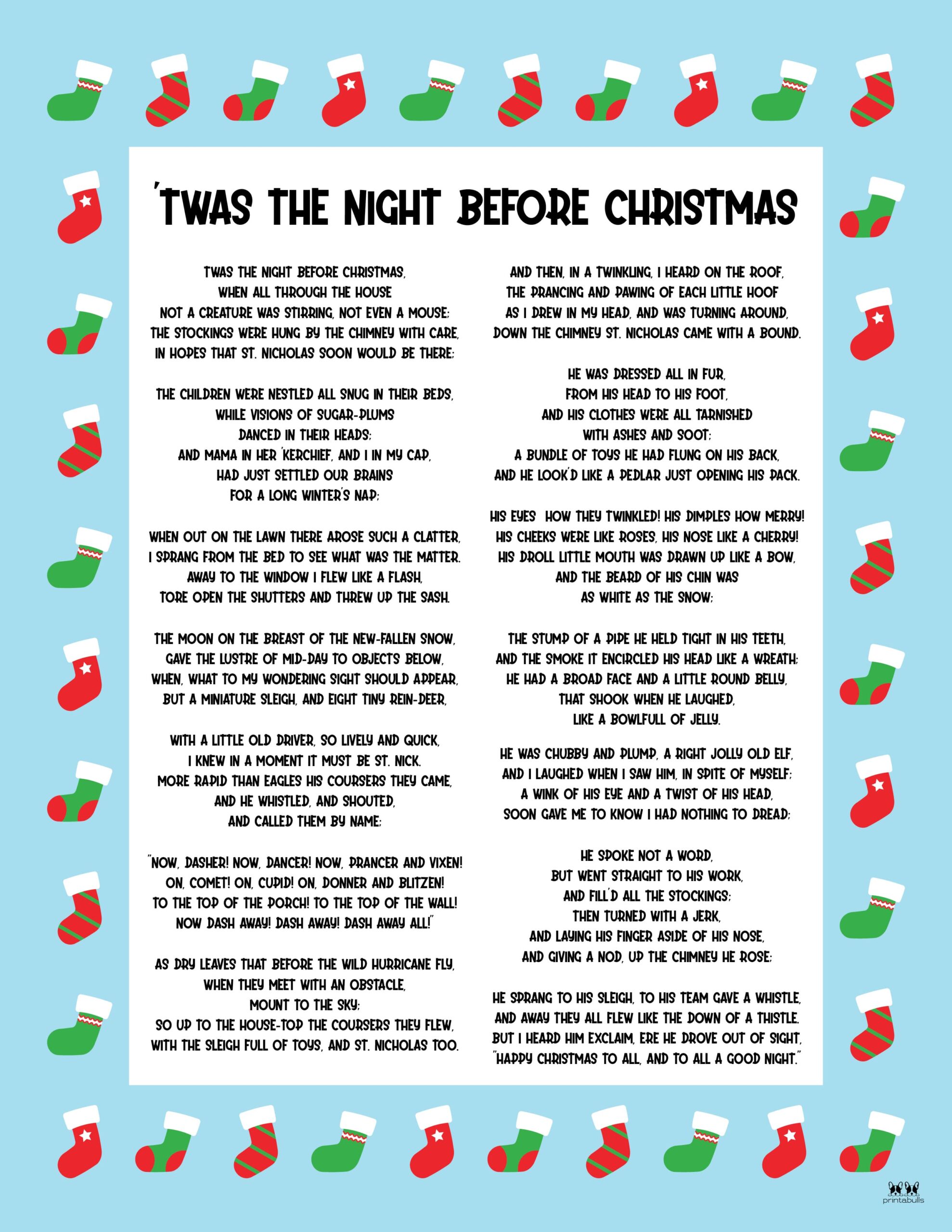 Twas The Night Before Christmas Printables Printabulls