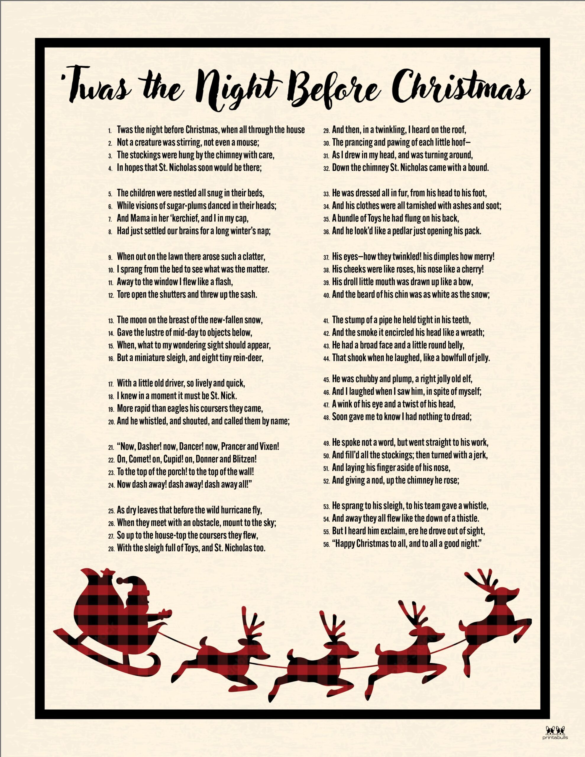 Twas The Night Before Christmas Printables Printabulls