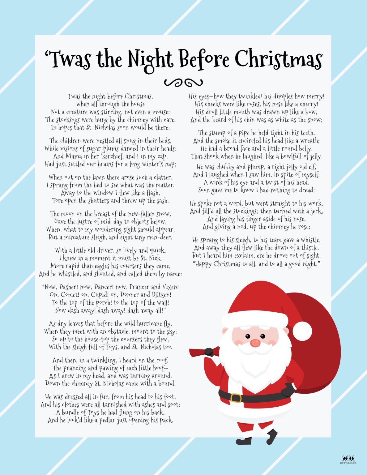 Twas The Night Before Christmas Printables | Printabulls