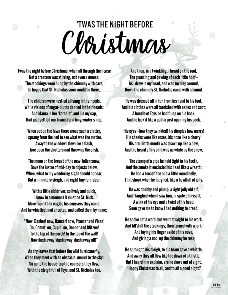Twas The Night Before Christmas Printables | Printabulls
