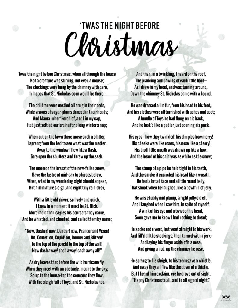 Twas The Night Before Christmas Printables Printabulls