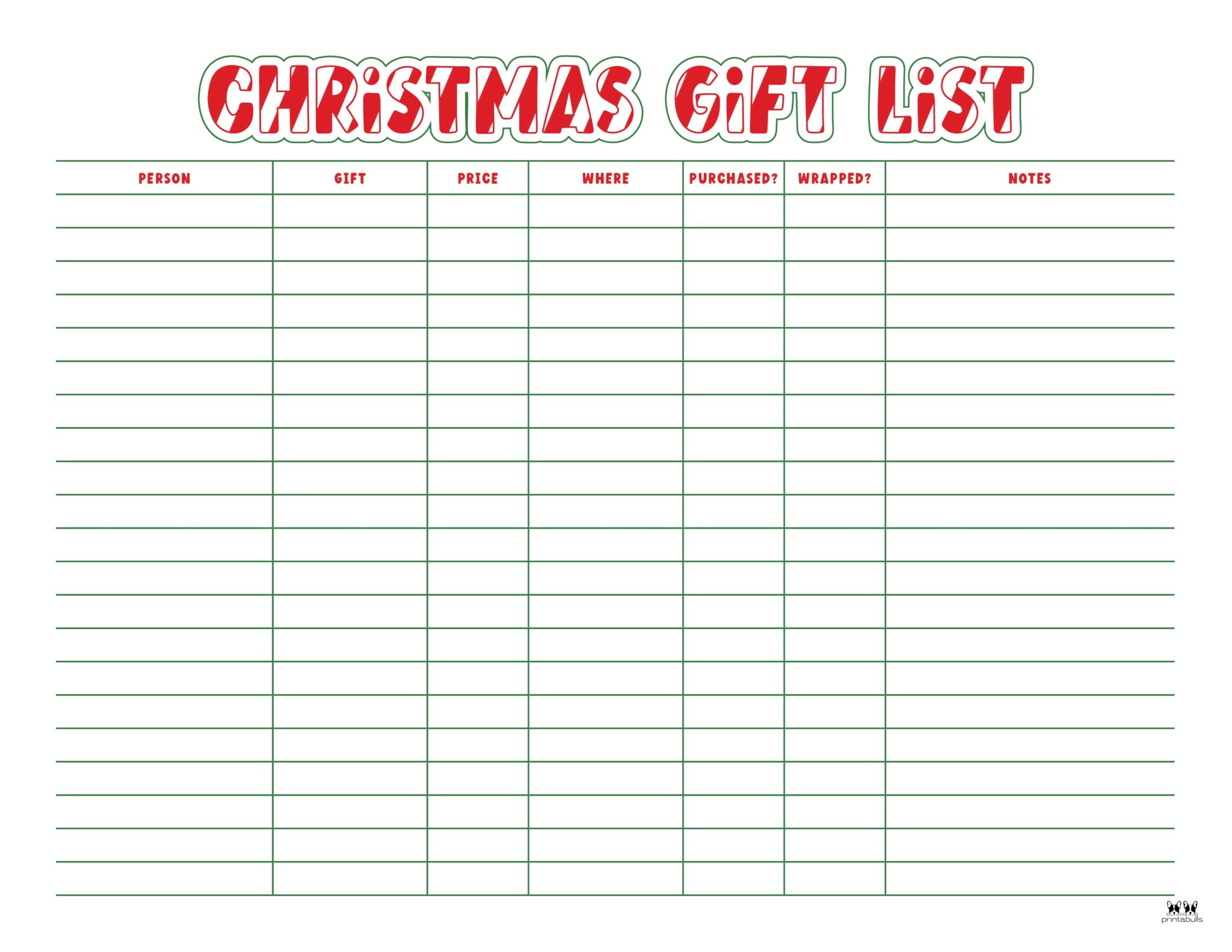 Christmas Gift List Templates - 20 FREE Pages | Printabulls