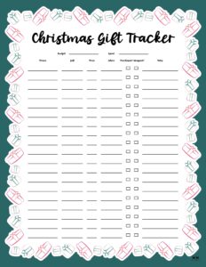 Christmas Gift List Templates - 20 FREE Pages | Printabulls