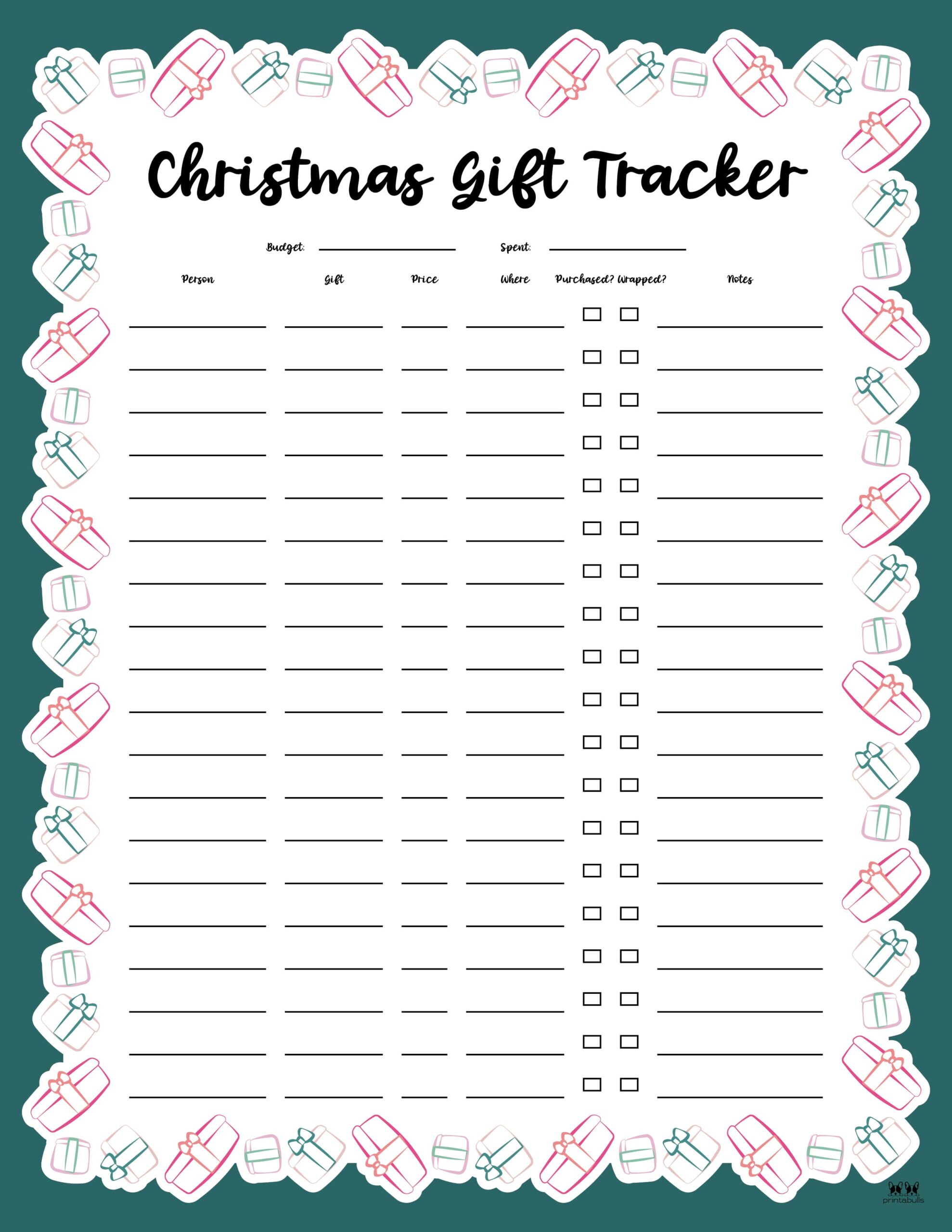 Christmas Gift List Templates 20 FREE Pages Printabulls