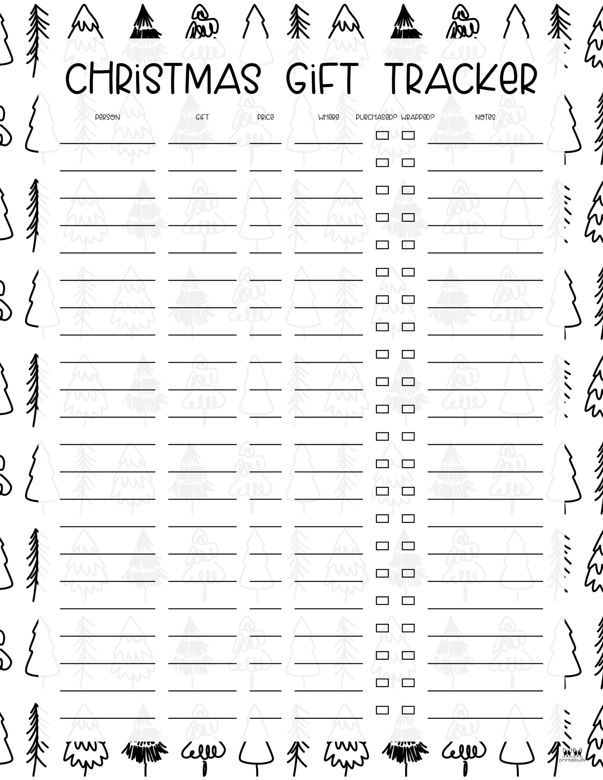 Christmas Gift List Templates 20 FREE Pages Printabulls