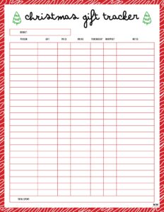 Christmas Gift List Templates - 20 FREE Pages | Printabulls