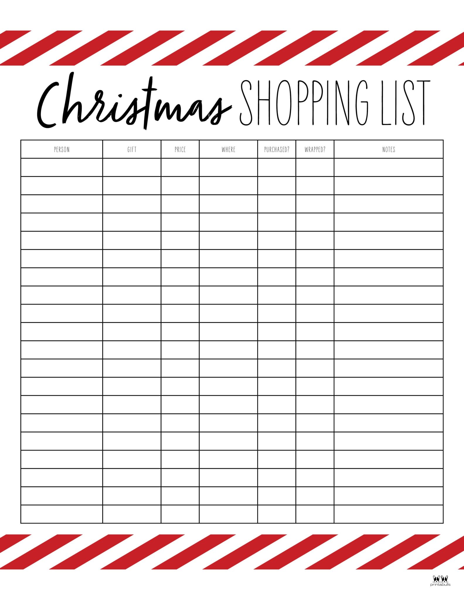 Christmas Gift List Templates - 20 FREE Pages | Printabulls