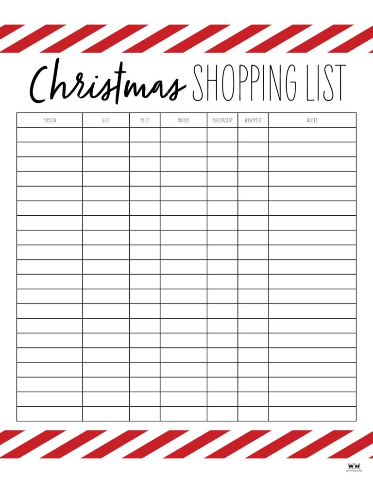 Christmas Gift List Templates - 20 FREE Pages | Printabulls