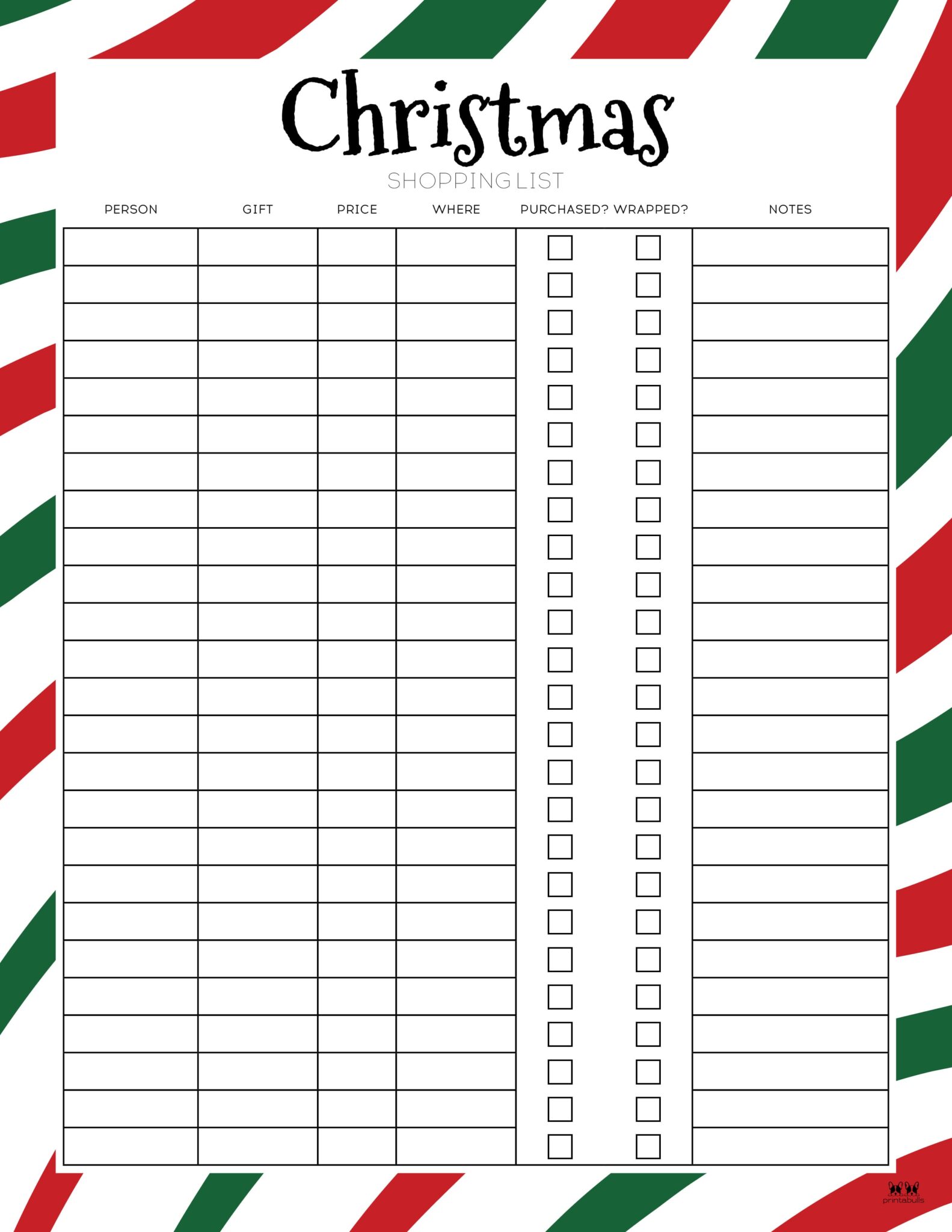 Christmas Gift List Templates - 20 FREE Pages | Printabulls