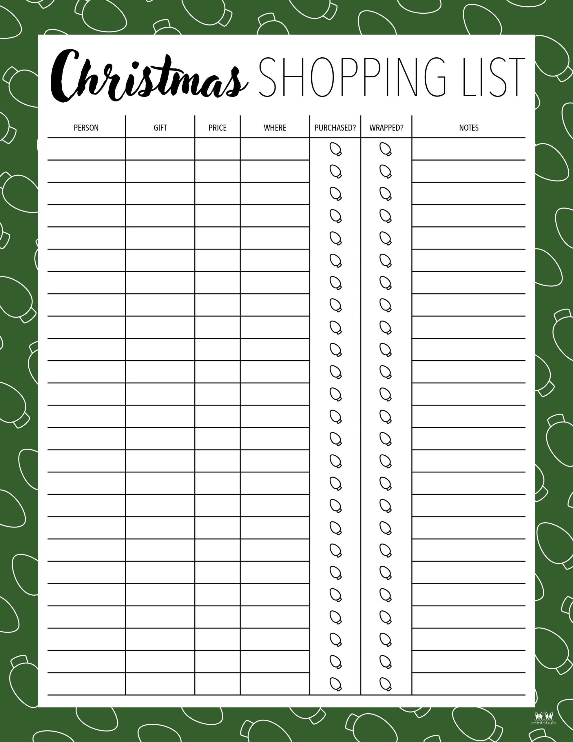 Christmas Gift List Templates - 20 FREE Pages | Printabulls