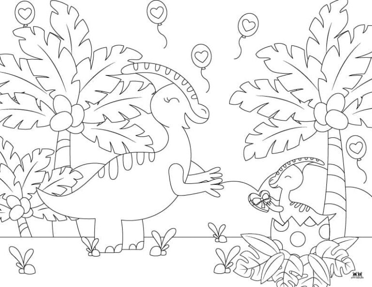 Dinosaur Valentine Coloring Pages - 15 Pages | Printabulls