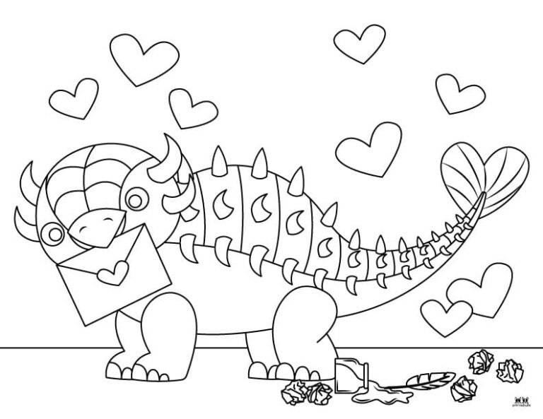 Dinosaur Valentine Coloring Pages - 15 Pages | Printabulls