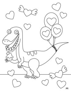 Dinosaur Valentine Coloring Pages - 15 Pages | Printabulls