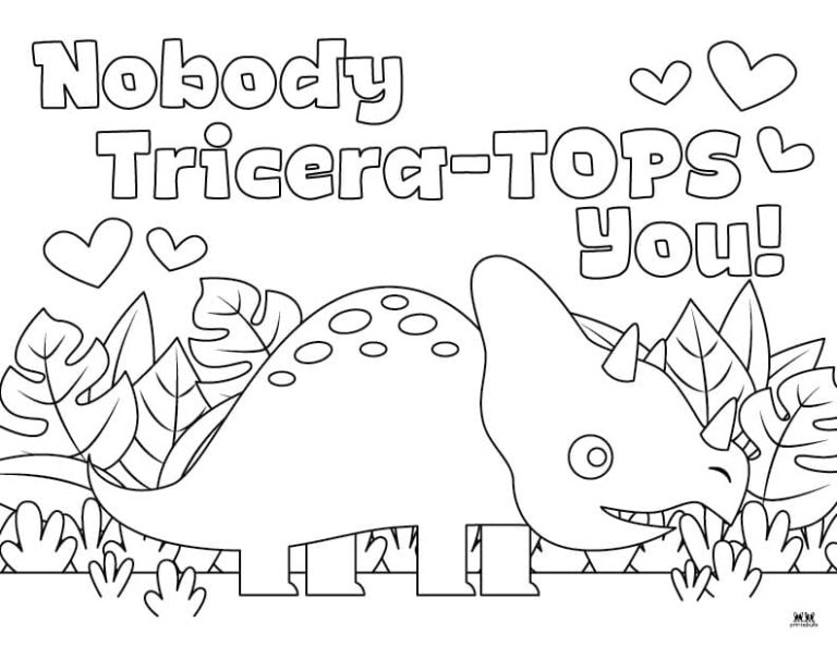 Dinosaur Valentine Coloring Pages - 15 Pages | Printabulls