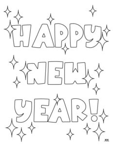 New Year Coloring Pages - 40 FREE Pages | Printabulls