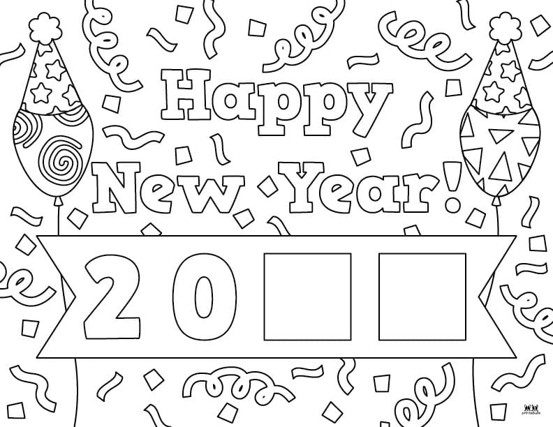 New Year Coloring Pages - 40 FREE Pages | Printabulls
