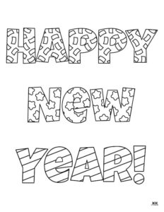 New Year Coloring Pages - 40 FREE Pages | Printabulls