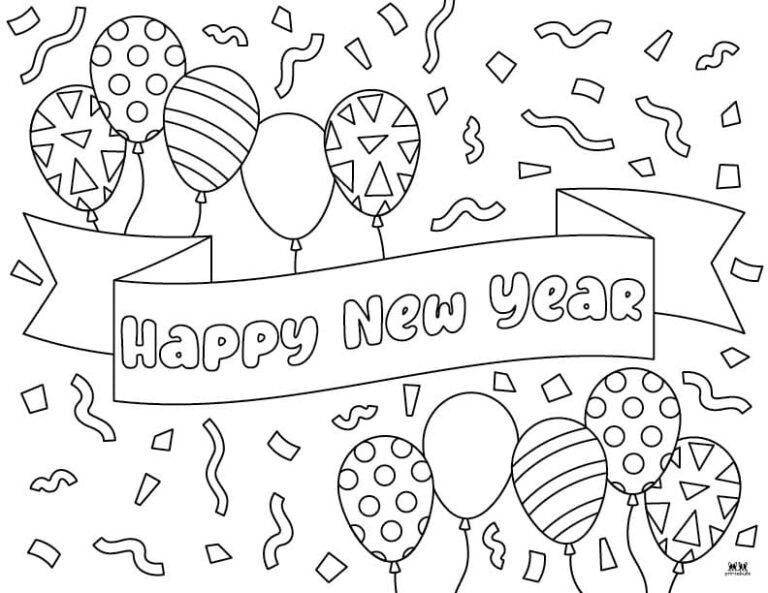 New Year Coloring Pages - 40 FREE Pages | Printabulls