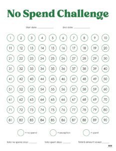 No Spend Challenge Printables | Printabulls