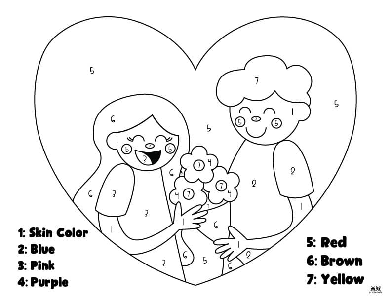 Valentine s Day Color By Number 20 Pages Printabulls