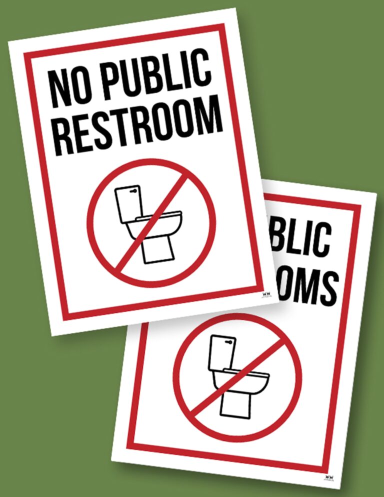 No Public Restroom Signs - 15 FREE Signs | Printabulls