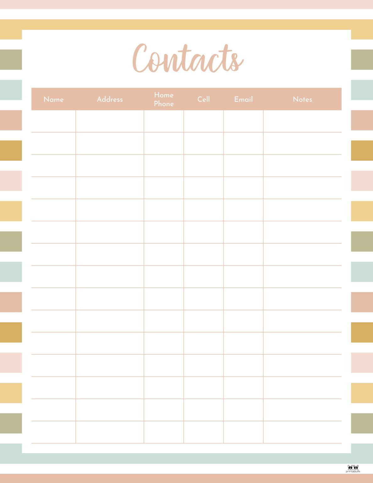 Contact List Templates - 20 FREE Printables | Printabulls