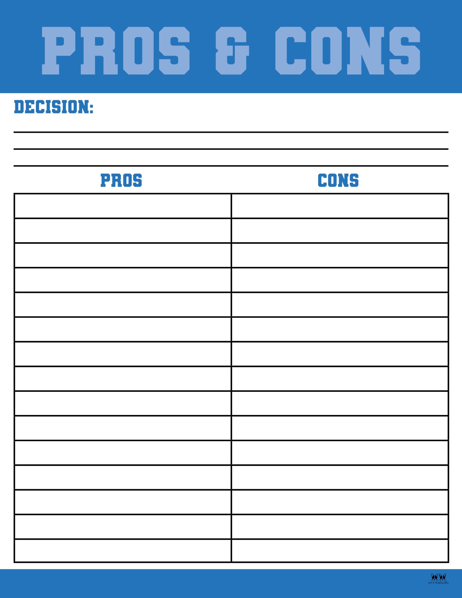 Pros & Cons List Templates - 18 Printables 