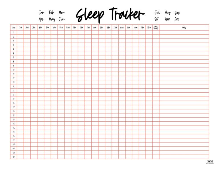 Sleep Trackers - 13 FREE Printables | Printabulls