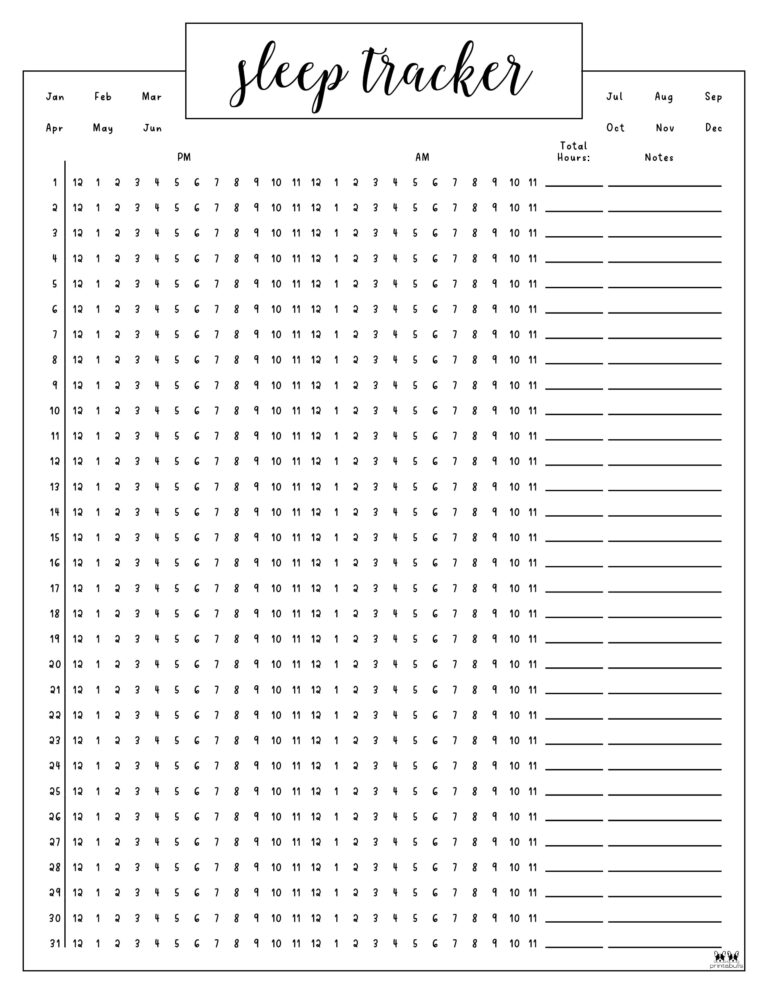 Sleep Trackers - 13 FREE Printables | Printabulls