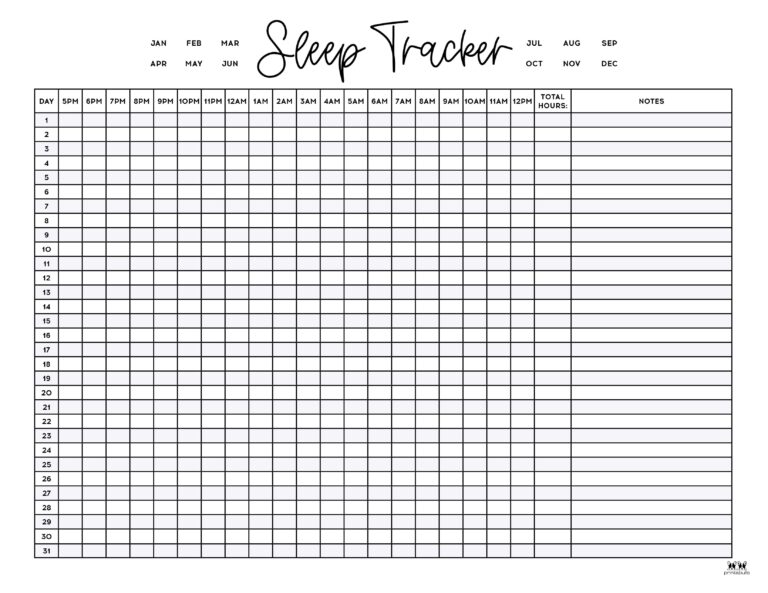 Sleep Trackers - 13 FREE Printables | Printabulls