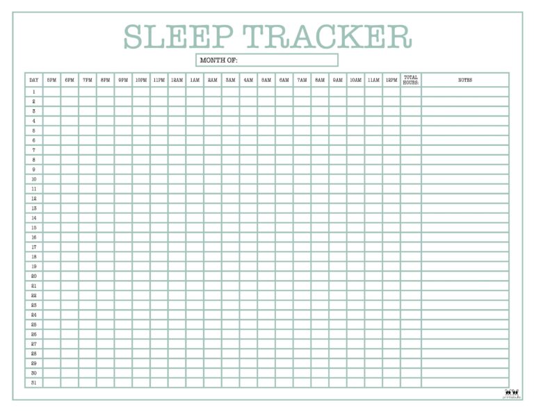 Sleep Trackers - 13 FREE Printables | Printabulls