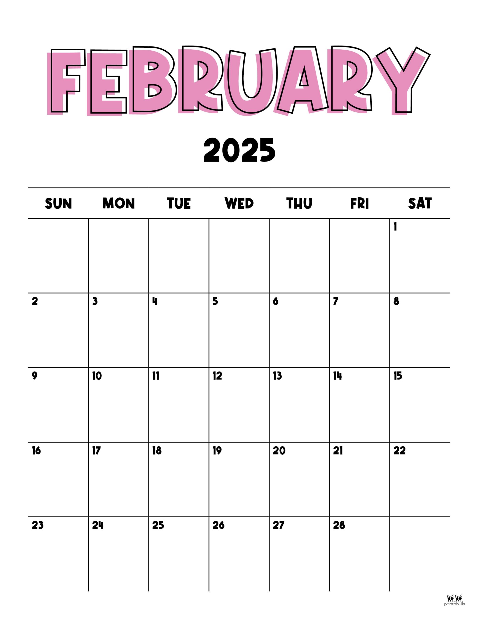 February 2025 Calendars 107 FREE Printables Printabulls