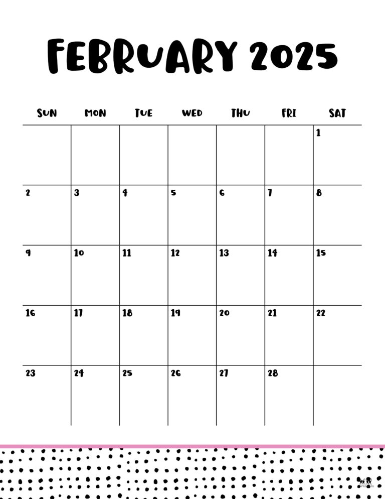 February 2025 Calendars 107 FREE Printables Printabulls