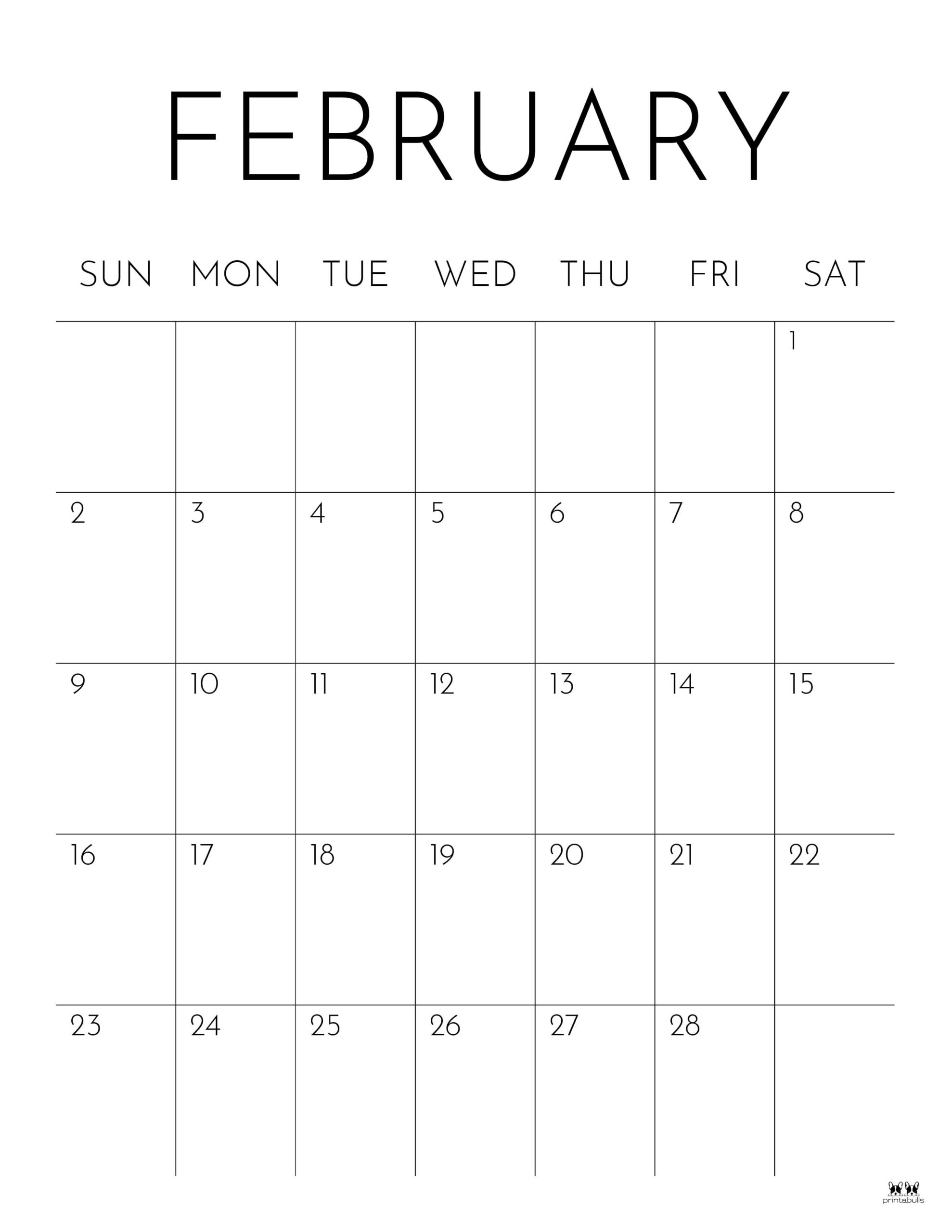 February 2025 Calendars 107 FREE Printables Printabulls