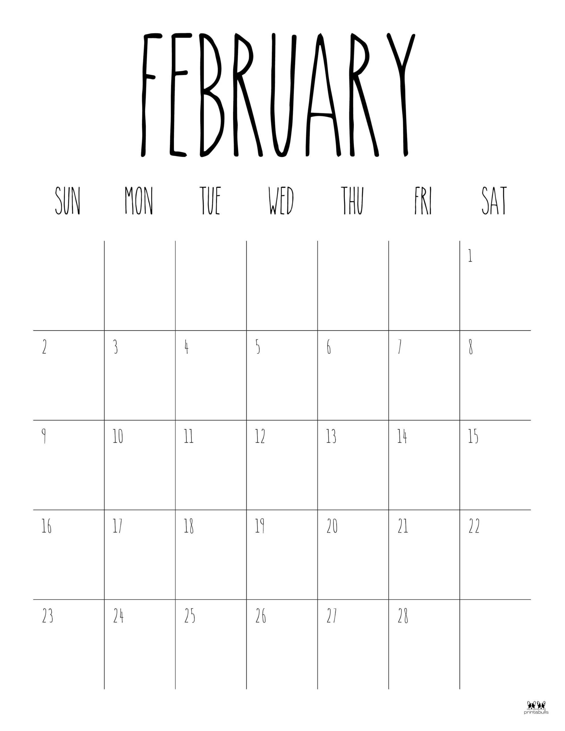 February 2025 Calendars 107 FREE Printables Printabulls