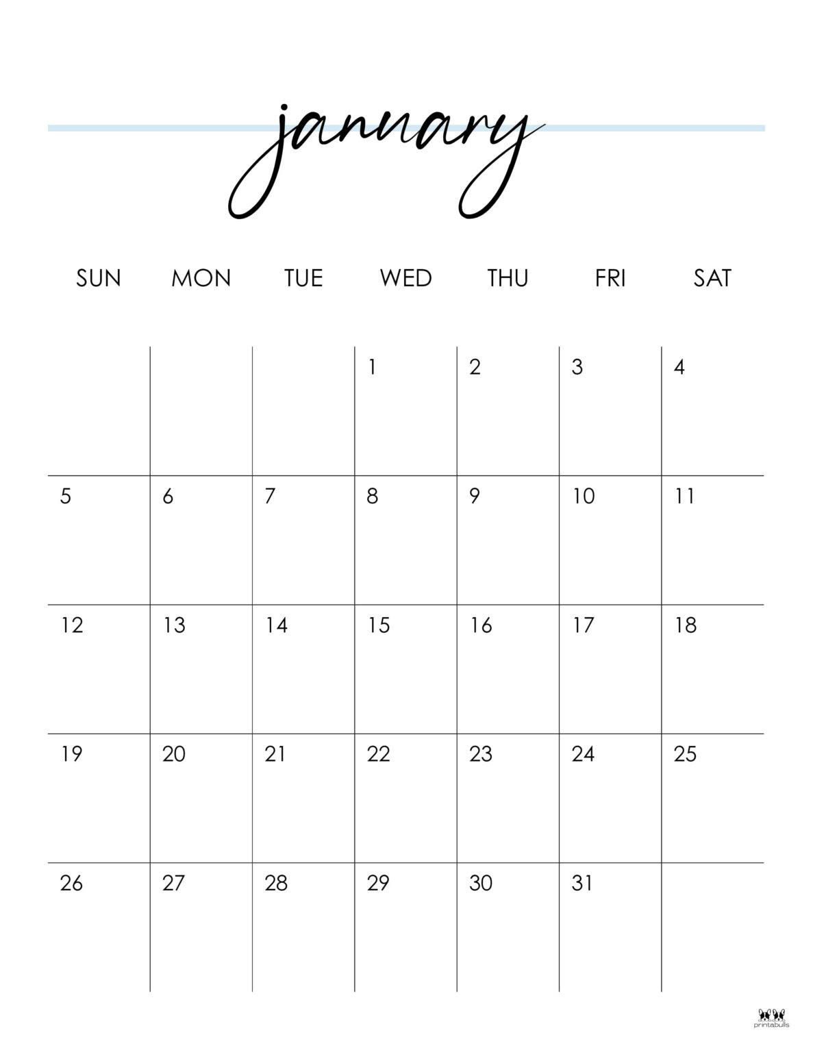 January 2025 Calendars - 107 FREE Printables | Printabulls