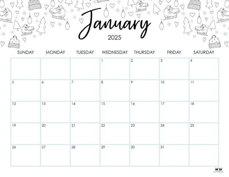 January 2025 Calendars 107 FREE Printables Printabulls