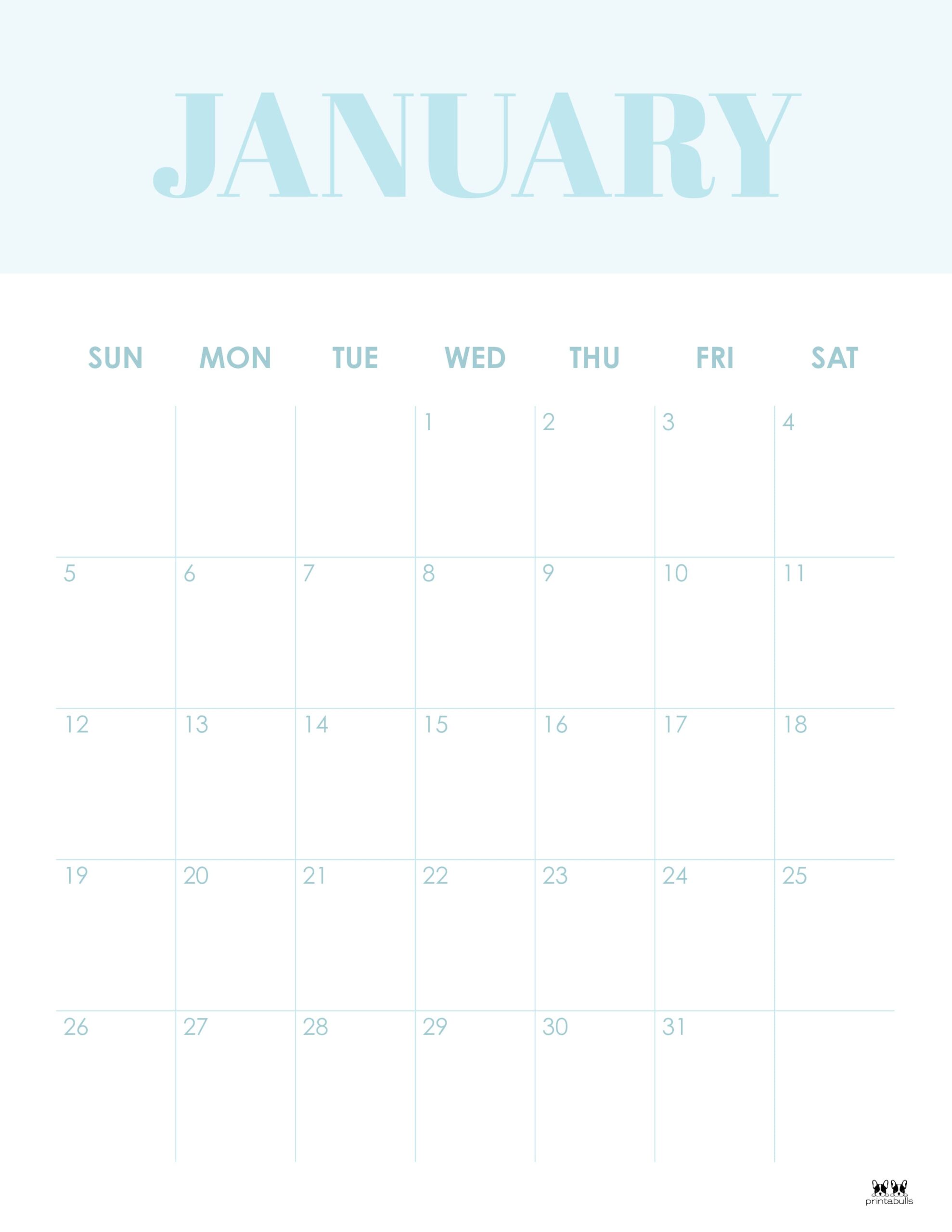 January 2025 Calendars 107 FREE Printables Printabulls