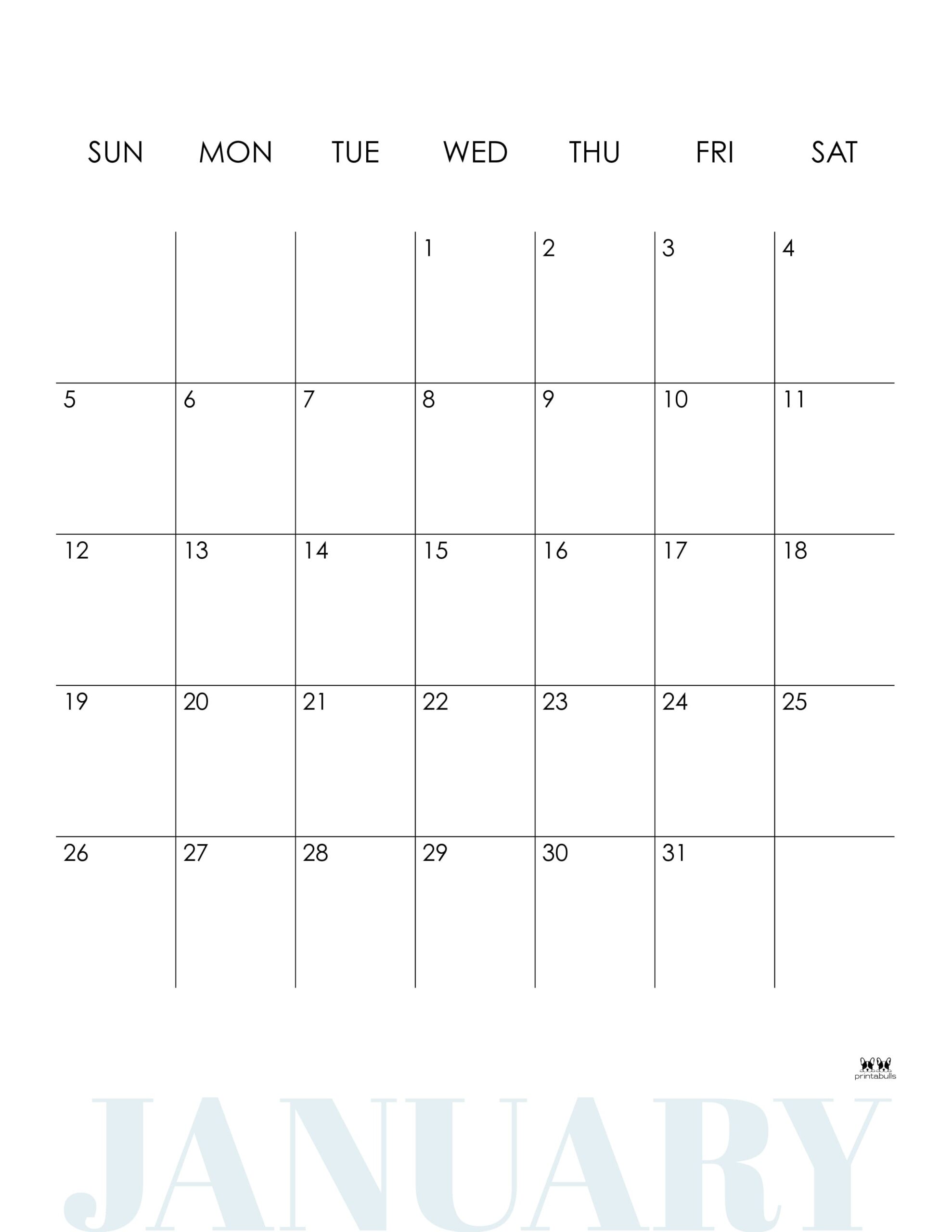 January 2025 Calendars - 107 FREE Printables | Printabulls