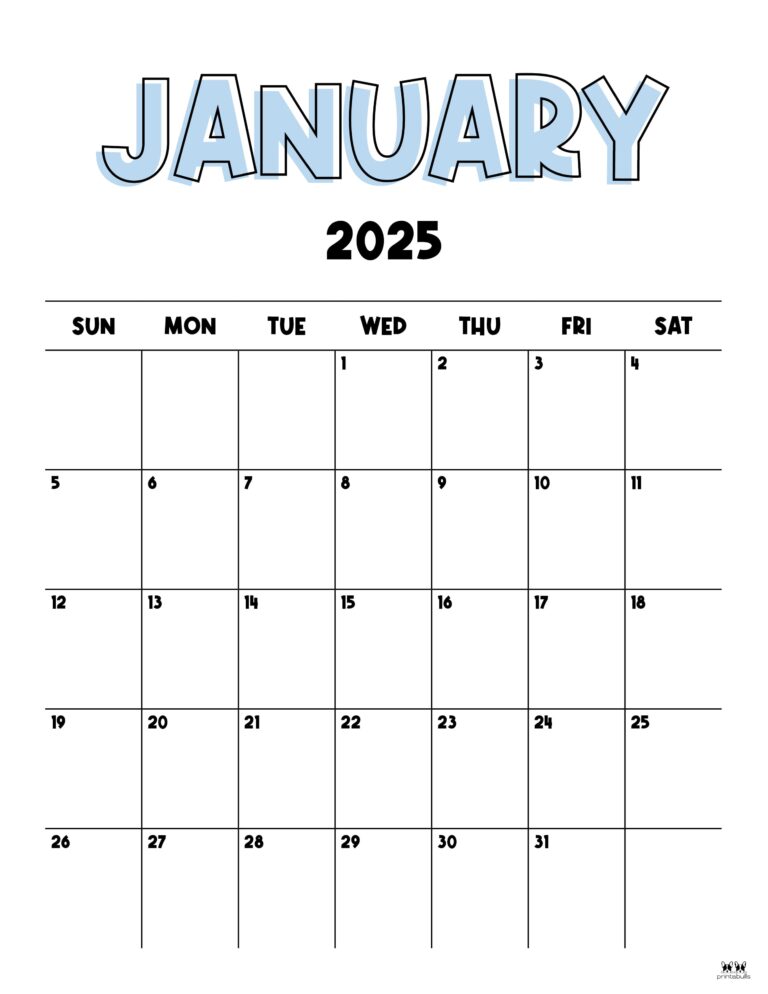 January 2025 Calendars - 107 Free Printables 