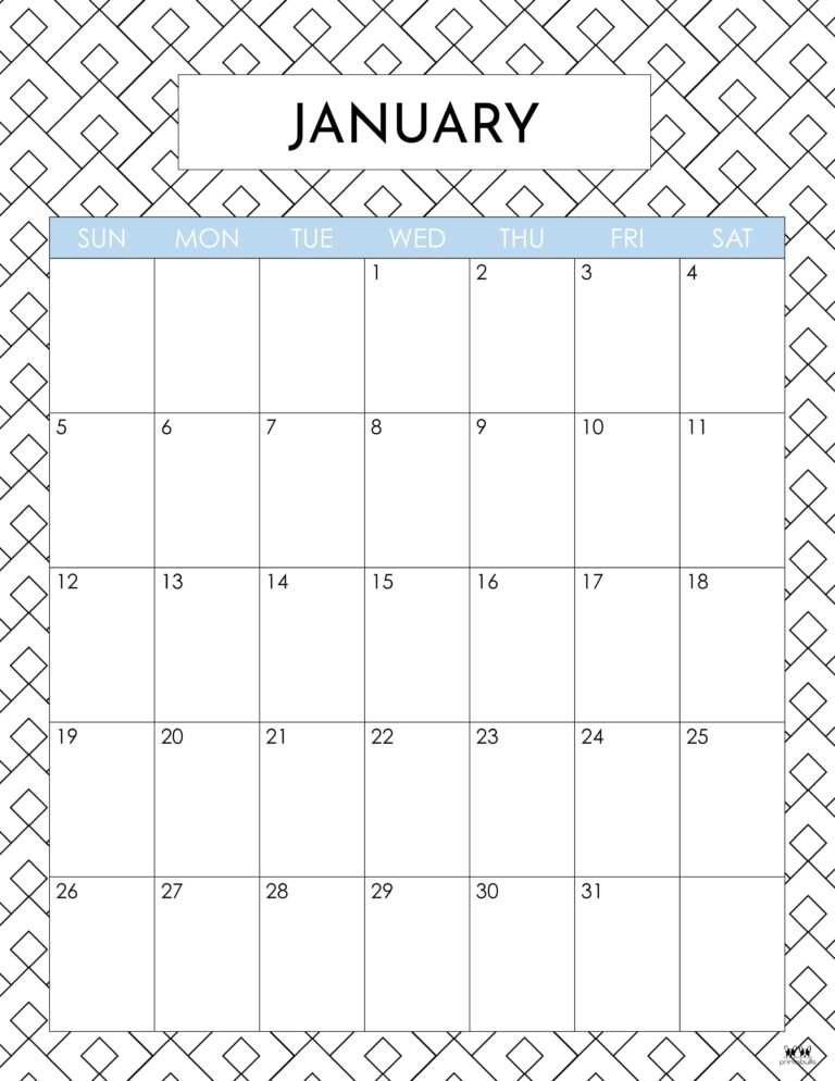 January 2025 Calendars 107 FREE Printables Printabulls