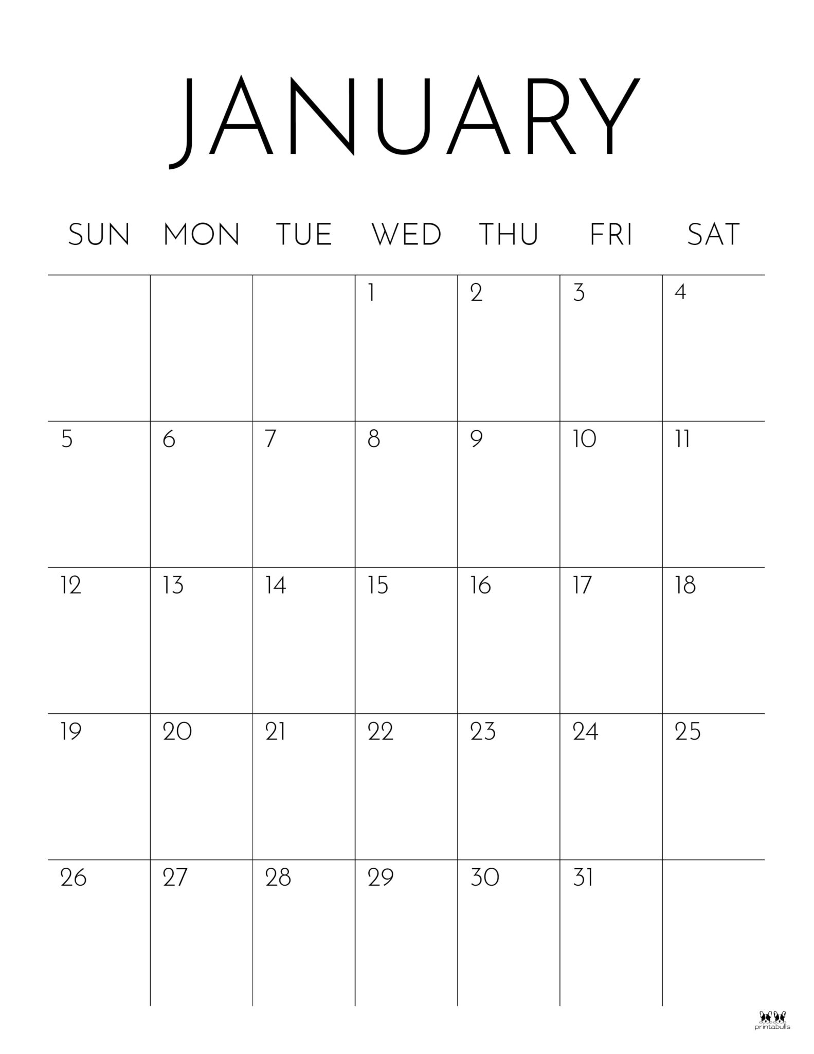 January 2025 Calendars - 107 FREE Printables | Printabulls