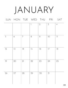 January 2025 Calendars - 107 FREE Printables | Printabulls