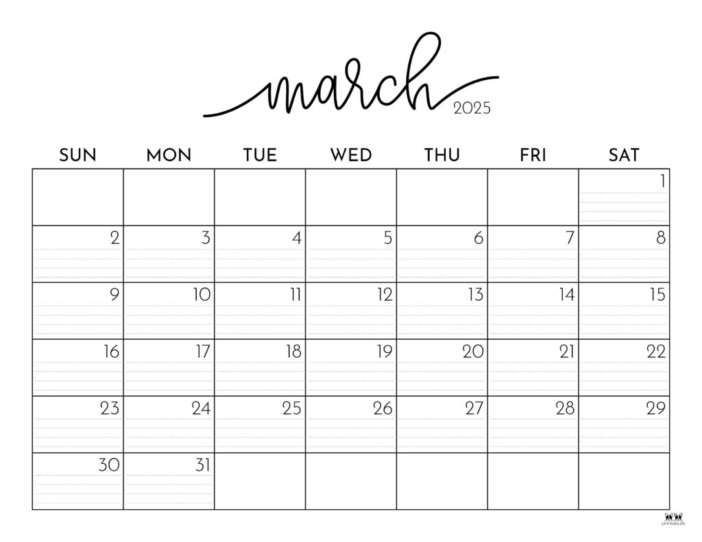 March 2025 Calendar Printable Printabulls January Calendar