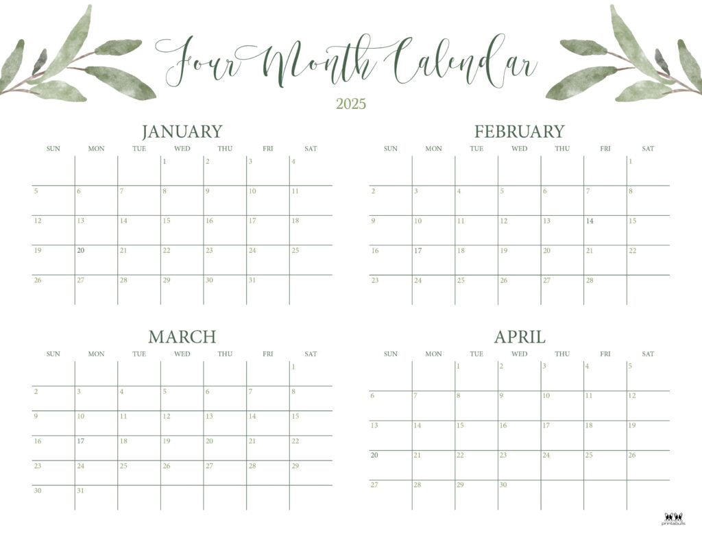 Printable-2025-Four-Month-Calendar-2