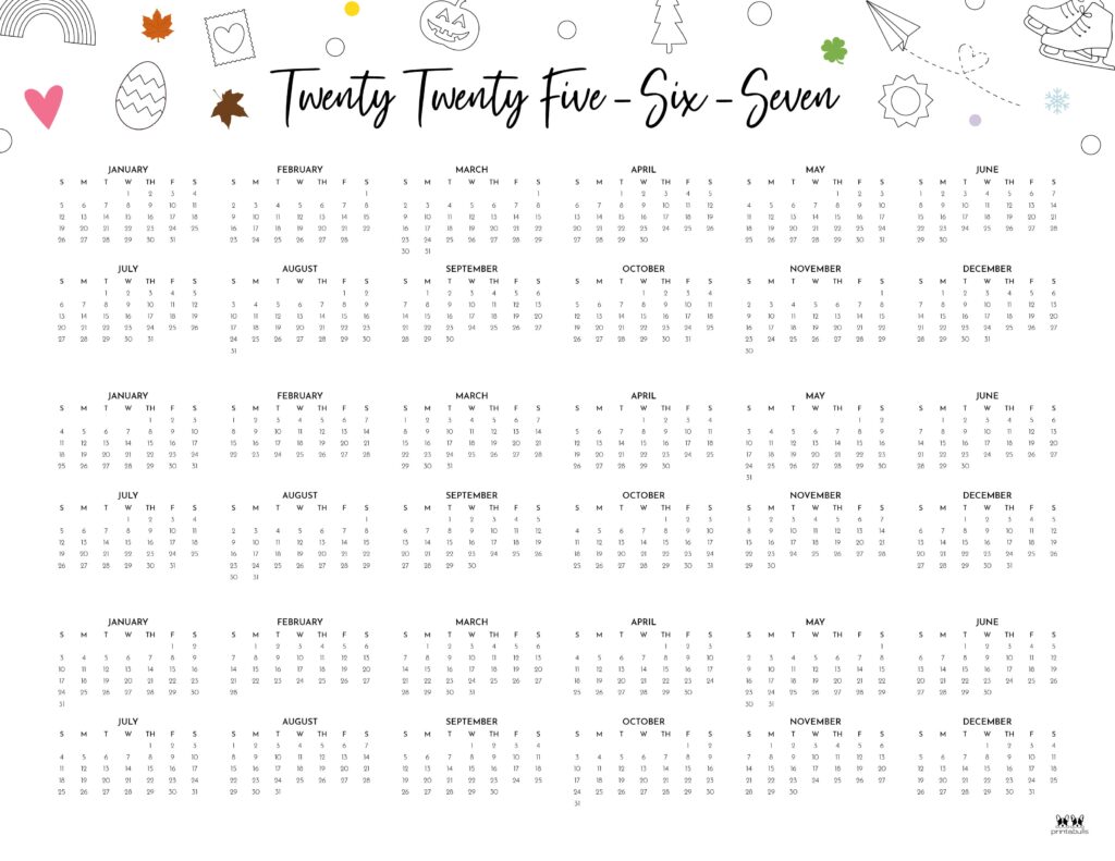 Printable-2025-2027-Three-Year-Calendar-Landscape-Style-1